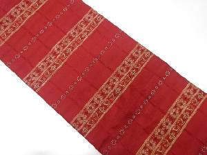 横段に花鳥模様織り出し　名古屋帯